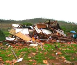 Casa destruida pelo tornado em Guaraciaba